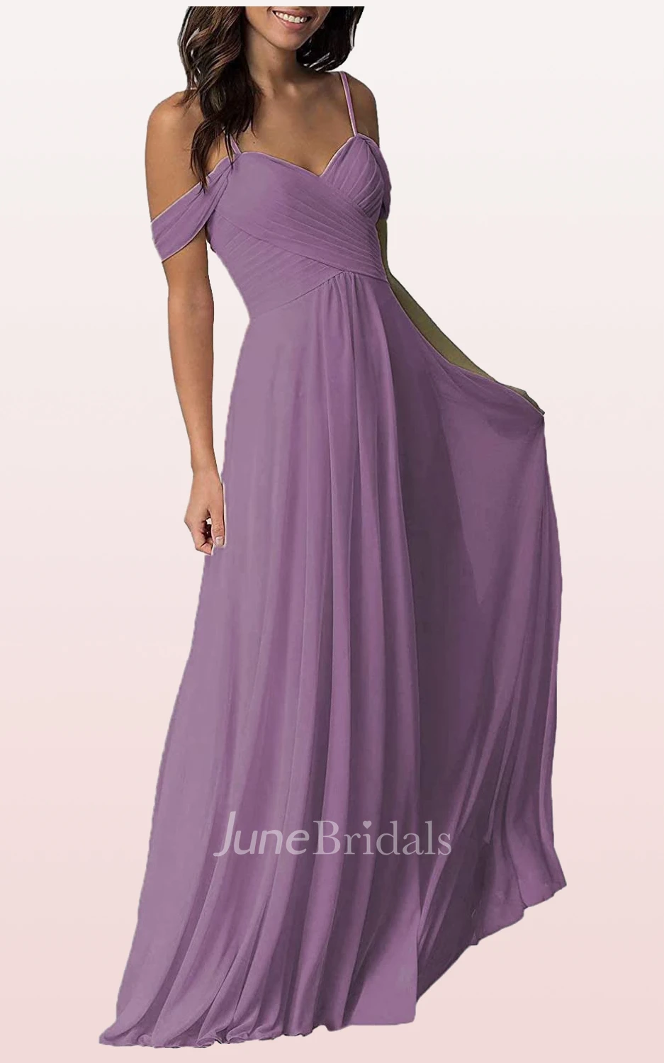 Simple A Line Off-the-shoulder Chiffon Sleeveless Bridesmaid Dress