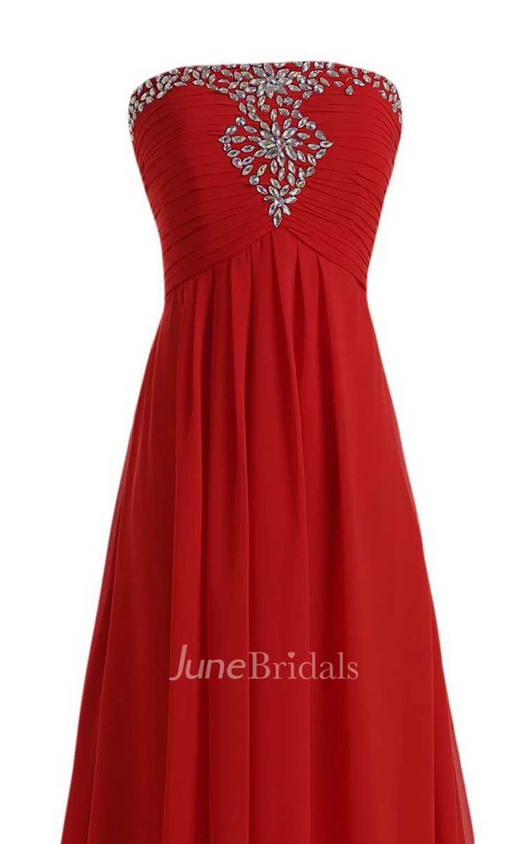 Strapless Court Train With Crystal Trim