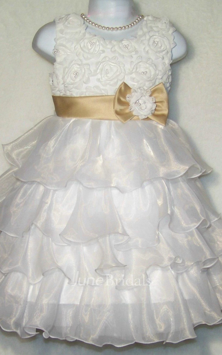 Sleeveless Scoop Neck Flower Bodice Organza Toddler Dress