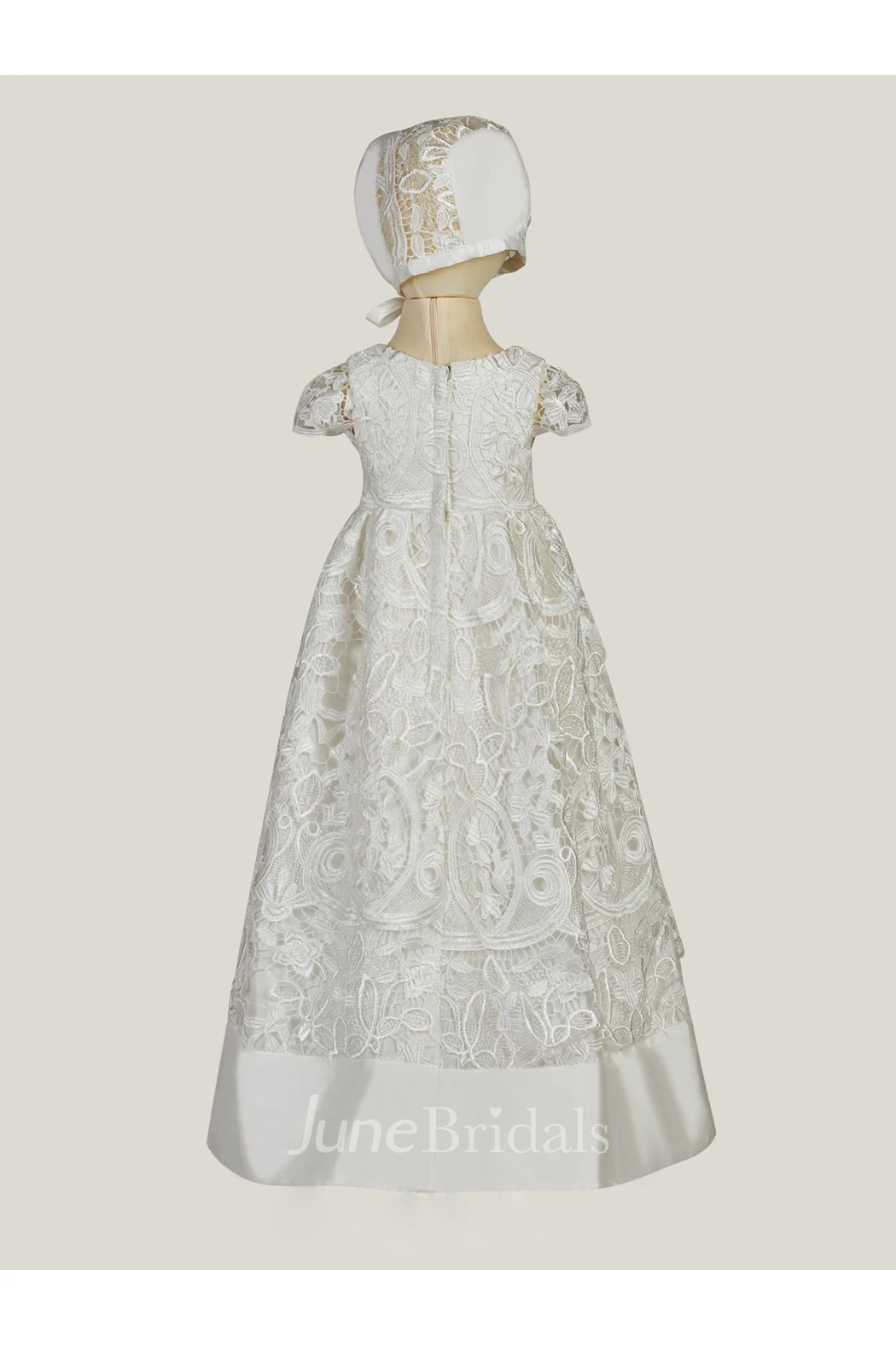 Elegant Lace Christening Dress With Trim