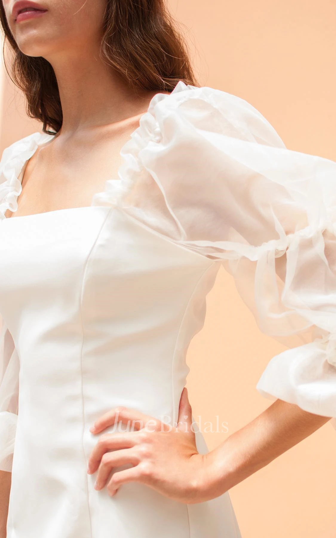 Square Neckline Pencil Satin Short Homecoming Dress With Puff Half Sleeve