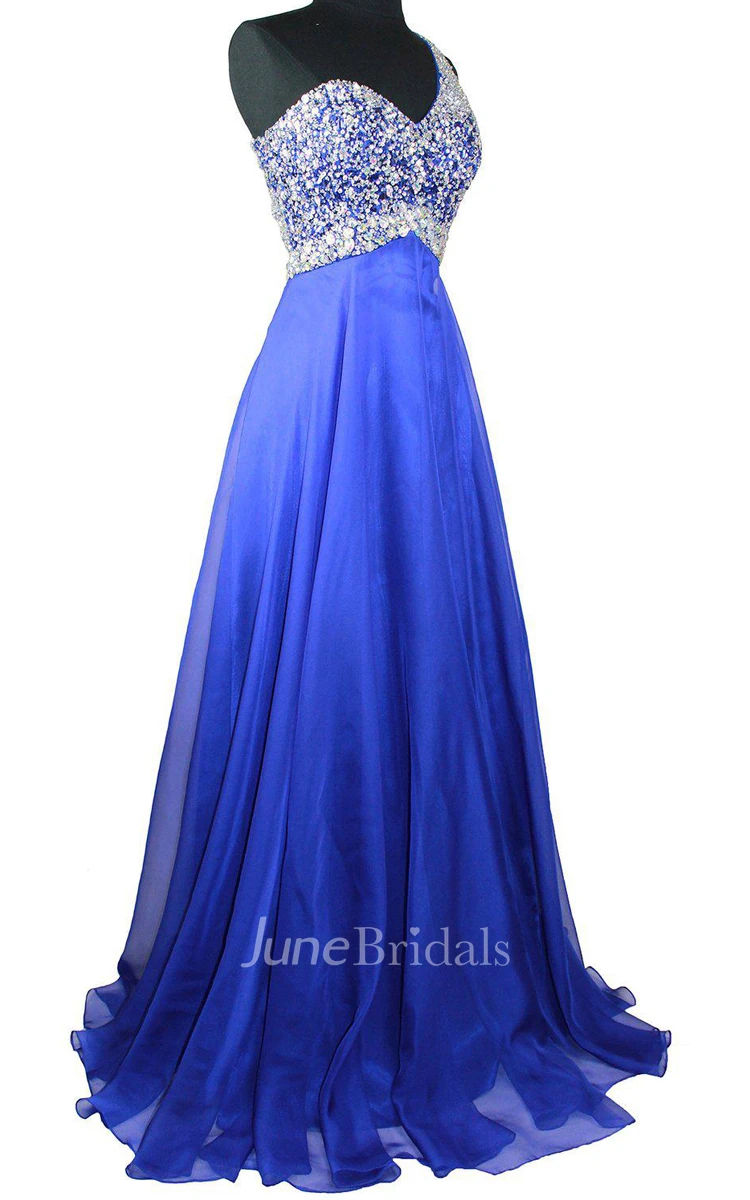 One-shoulder A-line Gown With Sequined Bodice