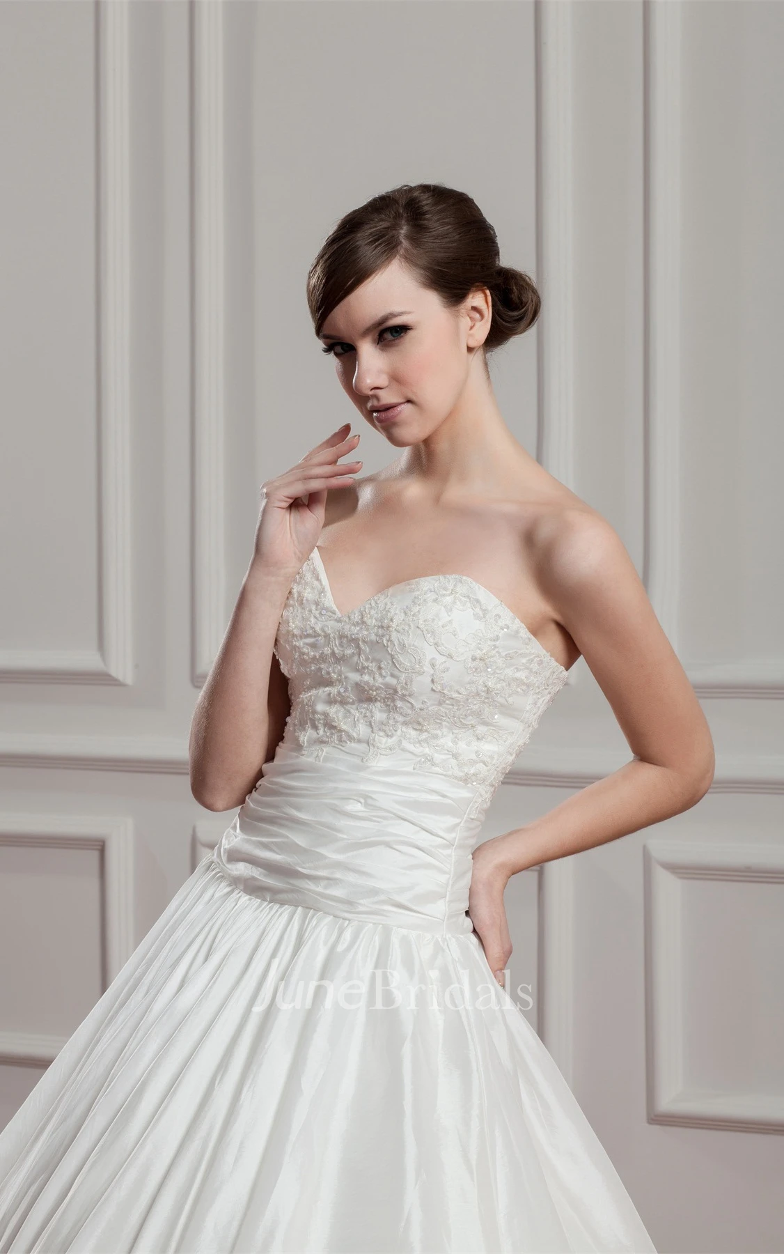 Sweetheart Pleated Ball Gown with Beading and Ruched Waist