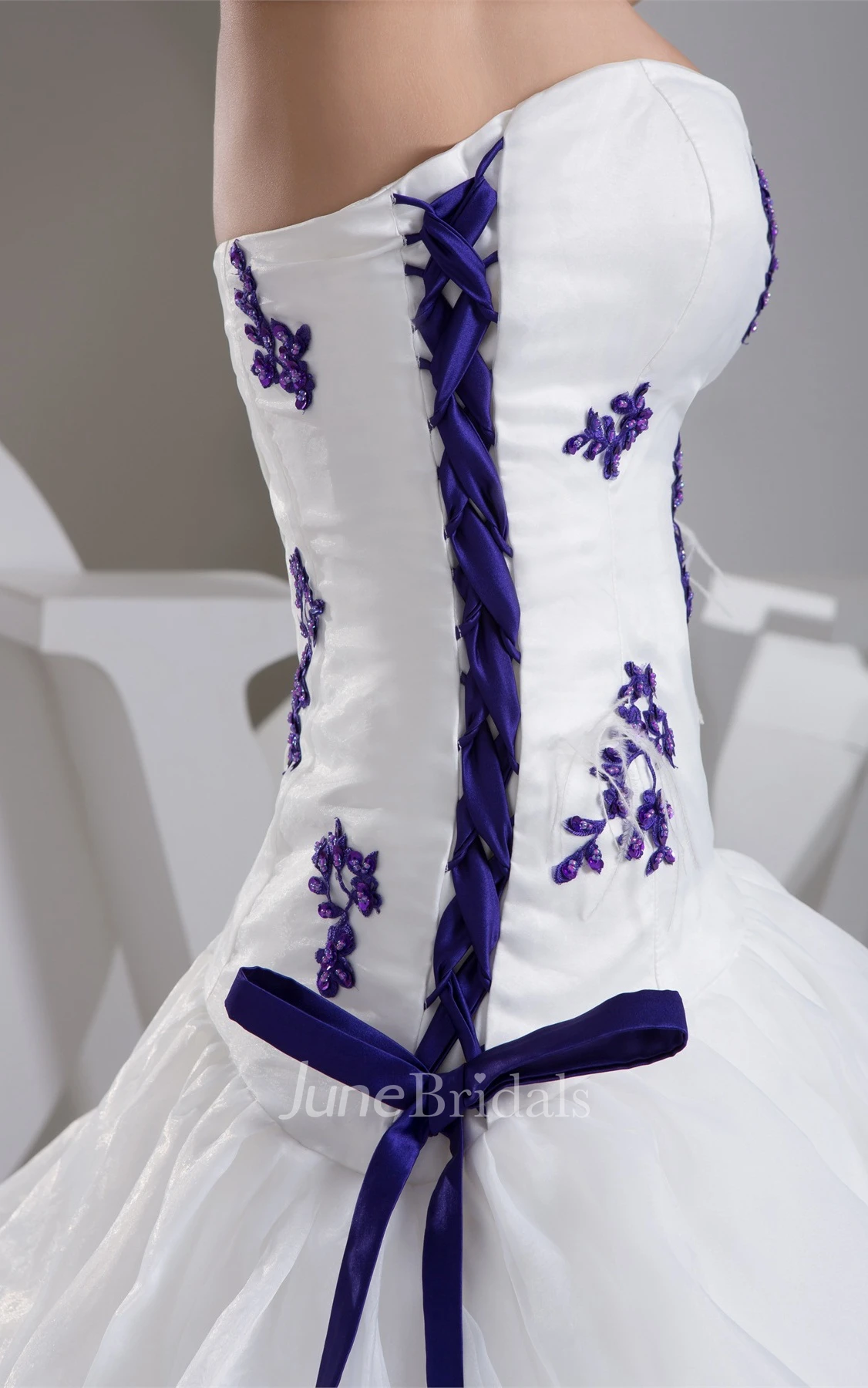 Sweetheart Ruffled Ball Gown with Appliques and Wrap