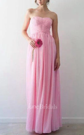 Chiffon Empire Strapless Dress With Pleats