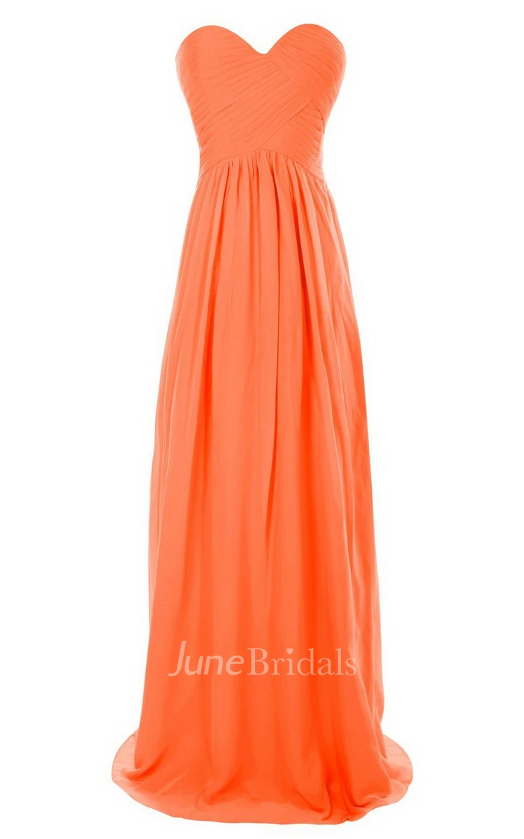 Sweetheart Long Chiffon Gown With Crisscross Ruching