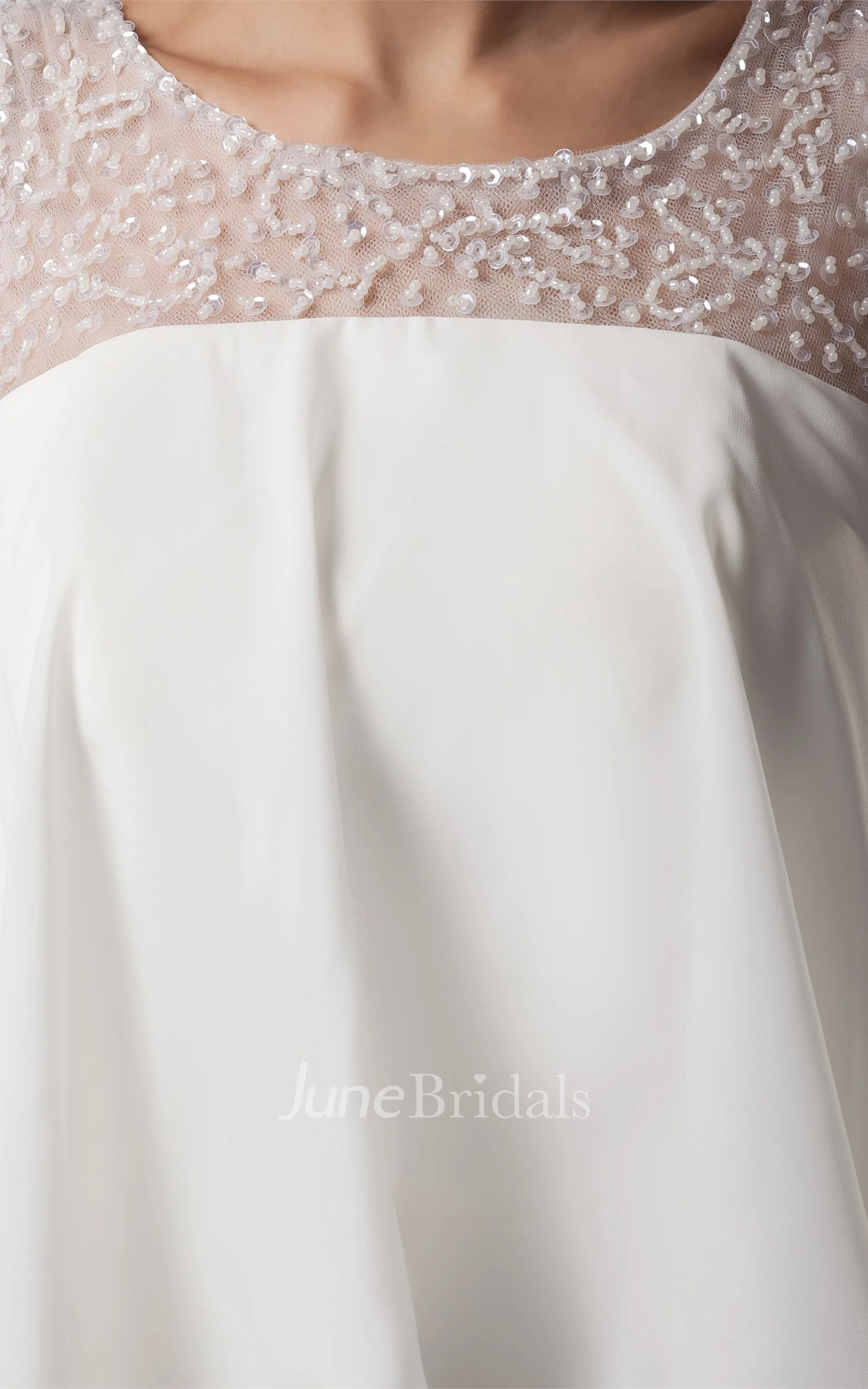 Sleeveless Chiffon Tiered High-Low Dress with Illusion Neckline