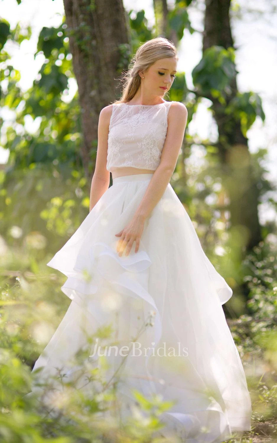 Ball Gown Lace Organza Satin Weddig Dress With Illusion