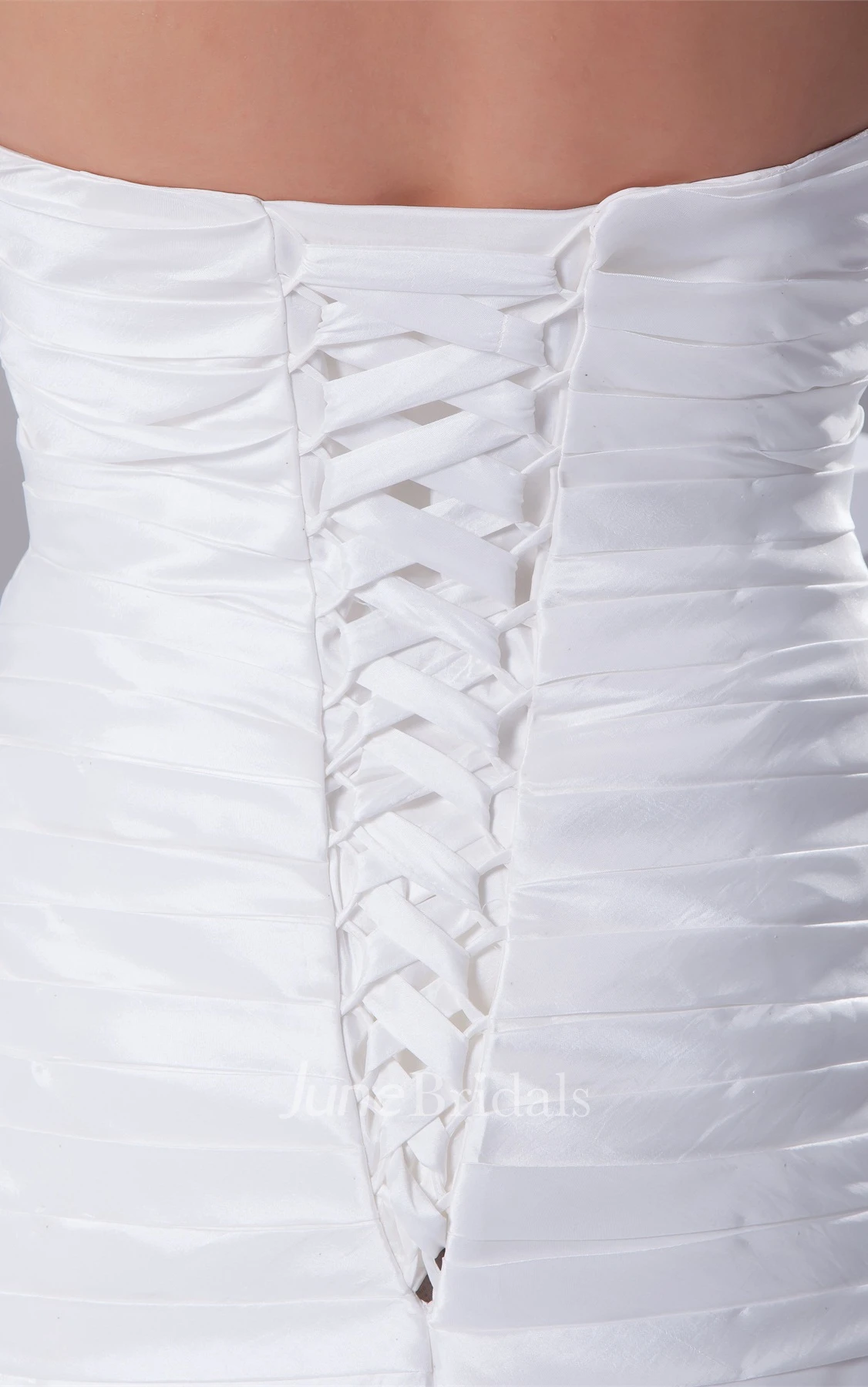 Sleeveless A-Line Ruched Gown with Flower and Suit Neckline