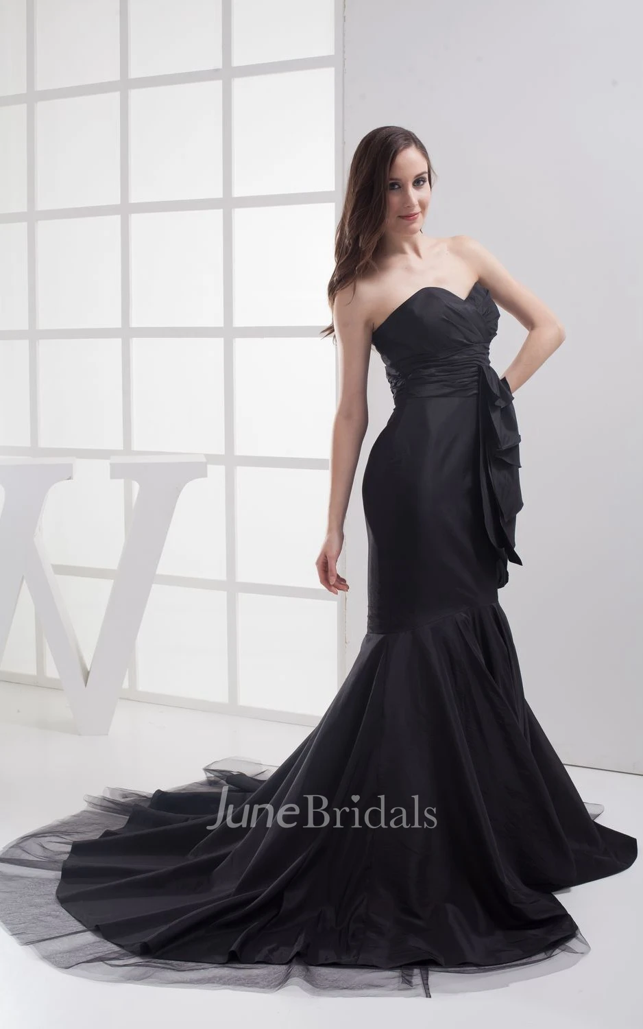 Sweetheart Ruched Dress With Draping and Trumpet Silhouette