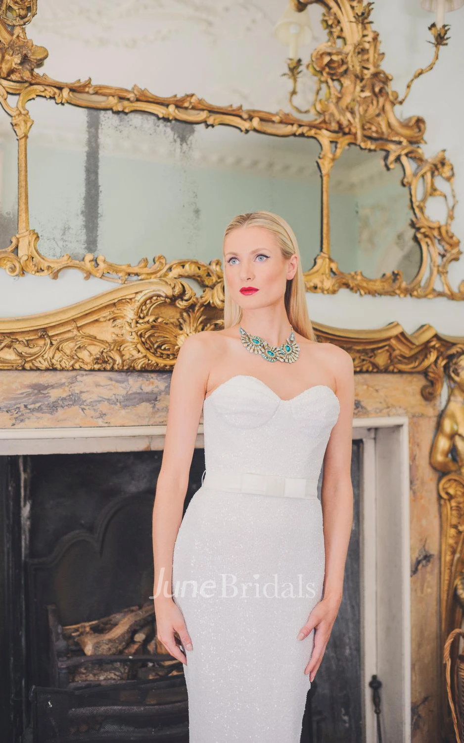 Sophisticated Fitting Wedding In Full White Sequin Dress
