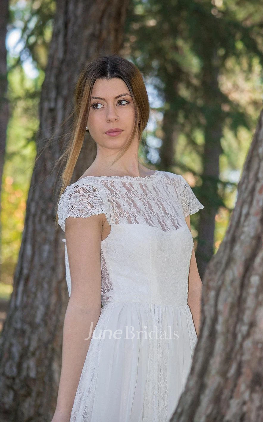 Chiffon Lace Weddig Dress With Appliques