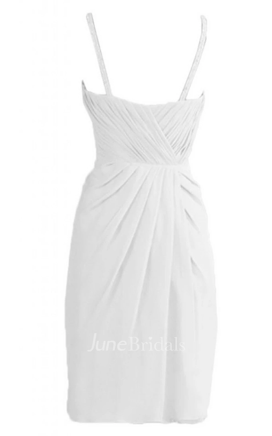 Sleeveless V-neck Ruched Knee-length Chiffon Dress