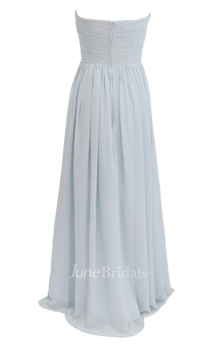 Elegant Strapless Sweetheart Ruched Chiffon A-line Gown