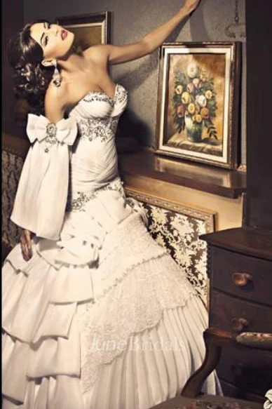 New Sexy Sweetheart Wedding Dresses Organza Mermaid Bling Evening Gowns