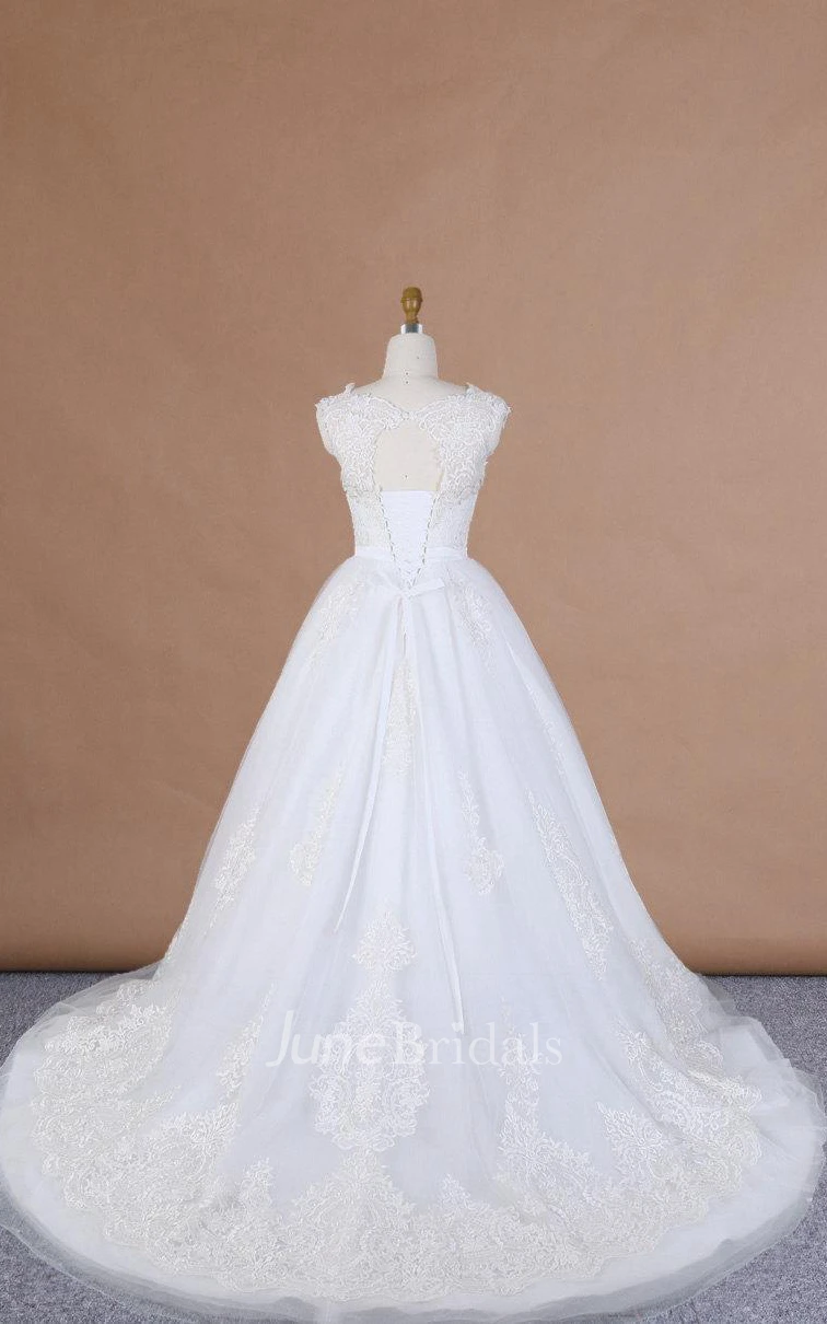 Ball Gown Tulle Lace Satin Weddig Dress With Beading