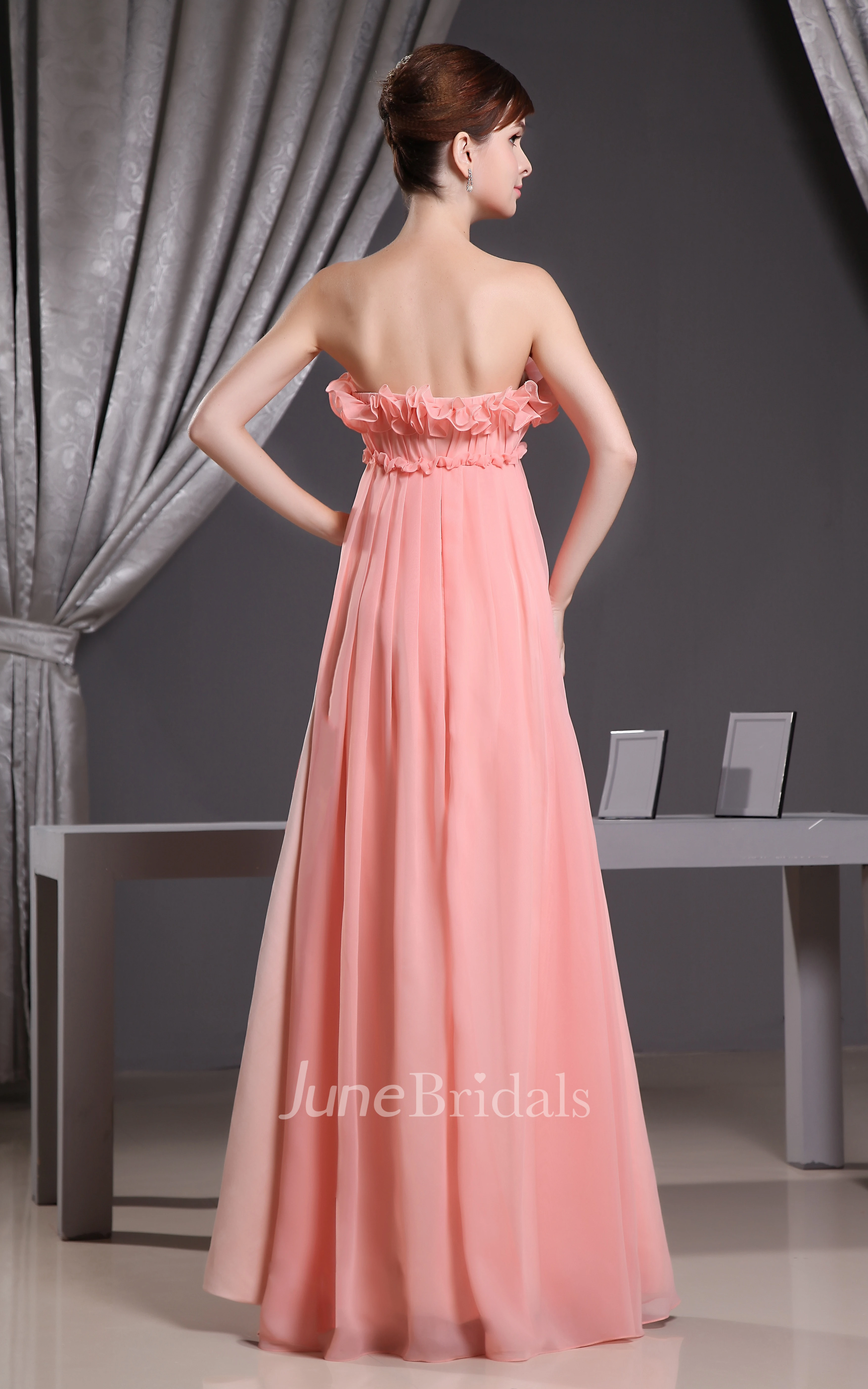 Chiffon Empire Long Dress With Floral Top