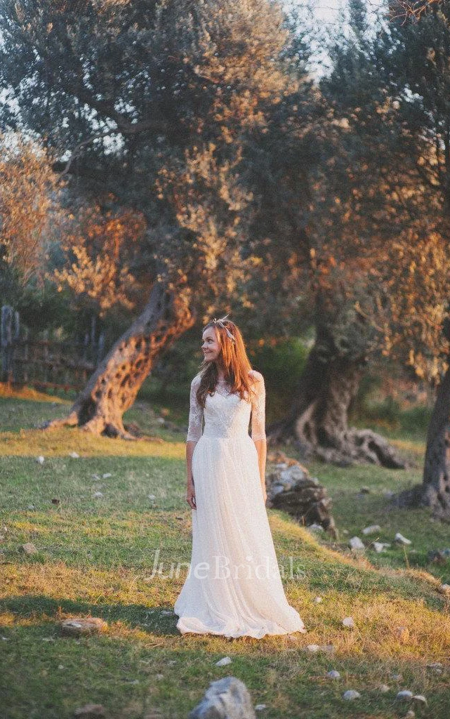 Corset Wedding With Lace Bodice Dress