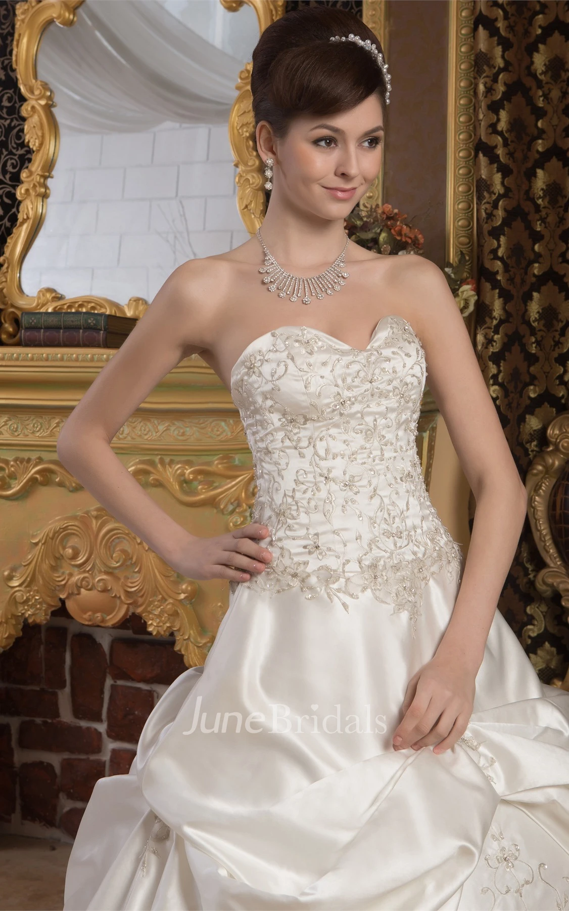 Sweetheart Embroidered Ball Gown with Beading and Pick Up