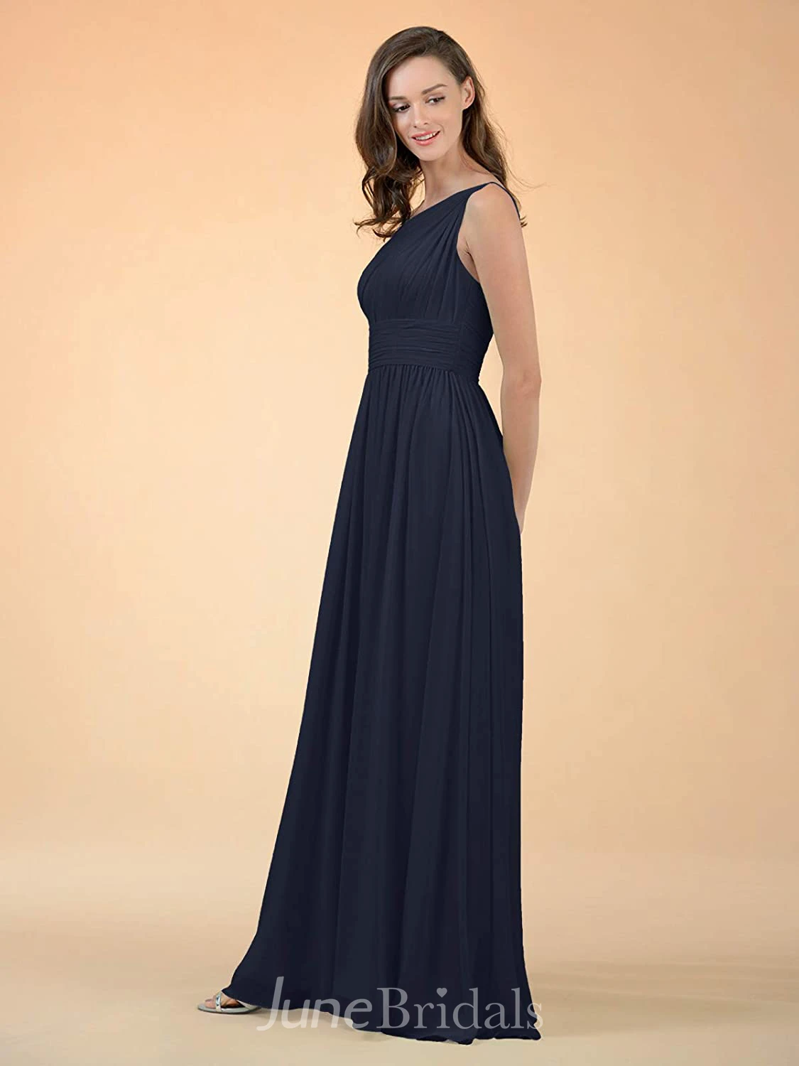 Modern A Line One-shoulder Chiffon Sleeveless Bridesmaid Dress