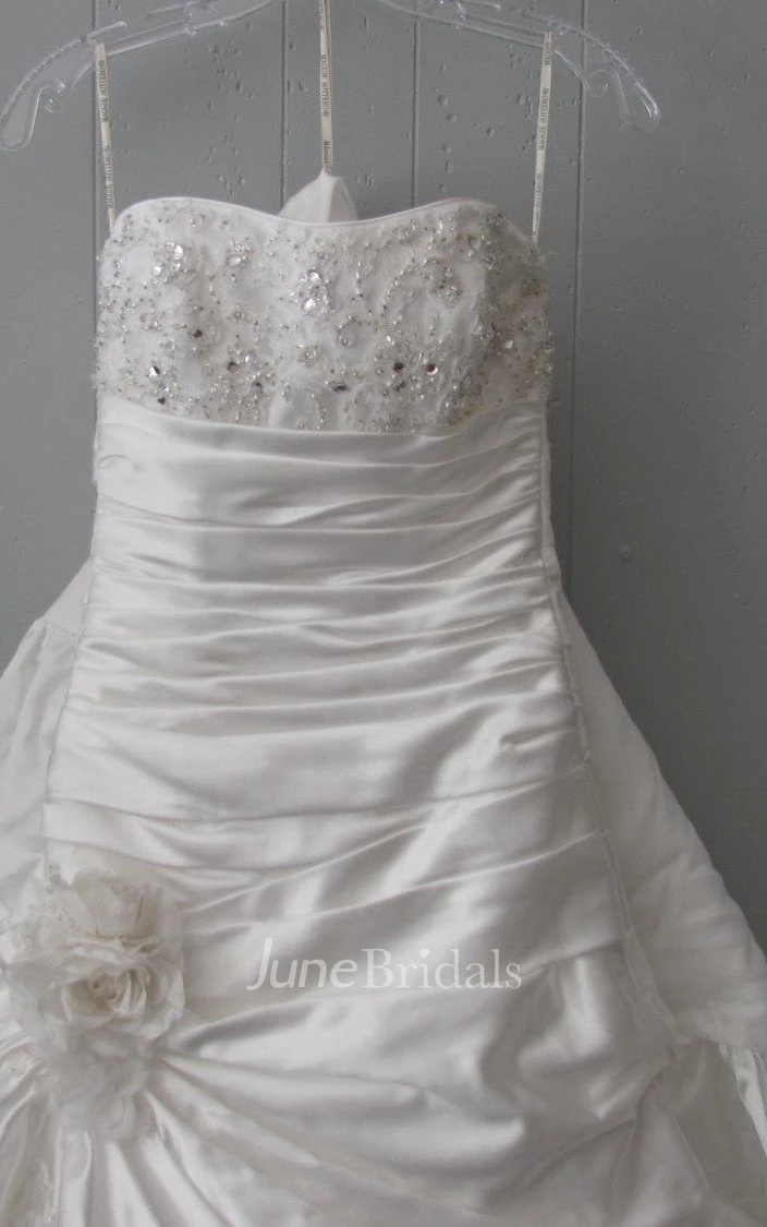 Sweetheart Ruffled Long A-Line Wedding Dress With Beading Detailing