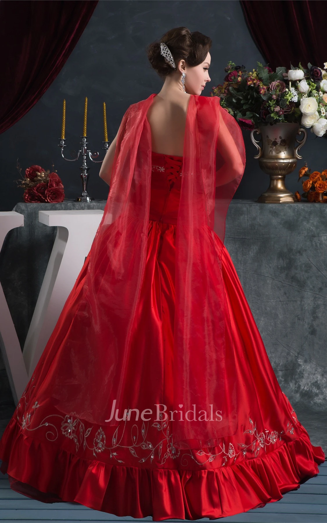 Flamboyant Sweetheart Ruched Ball Gown with Embroideries and Draping