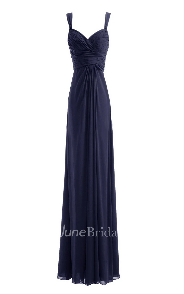Sleeveless Empire Chiffon Dress With Criss-cross Ruching