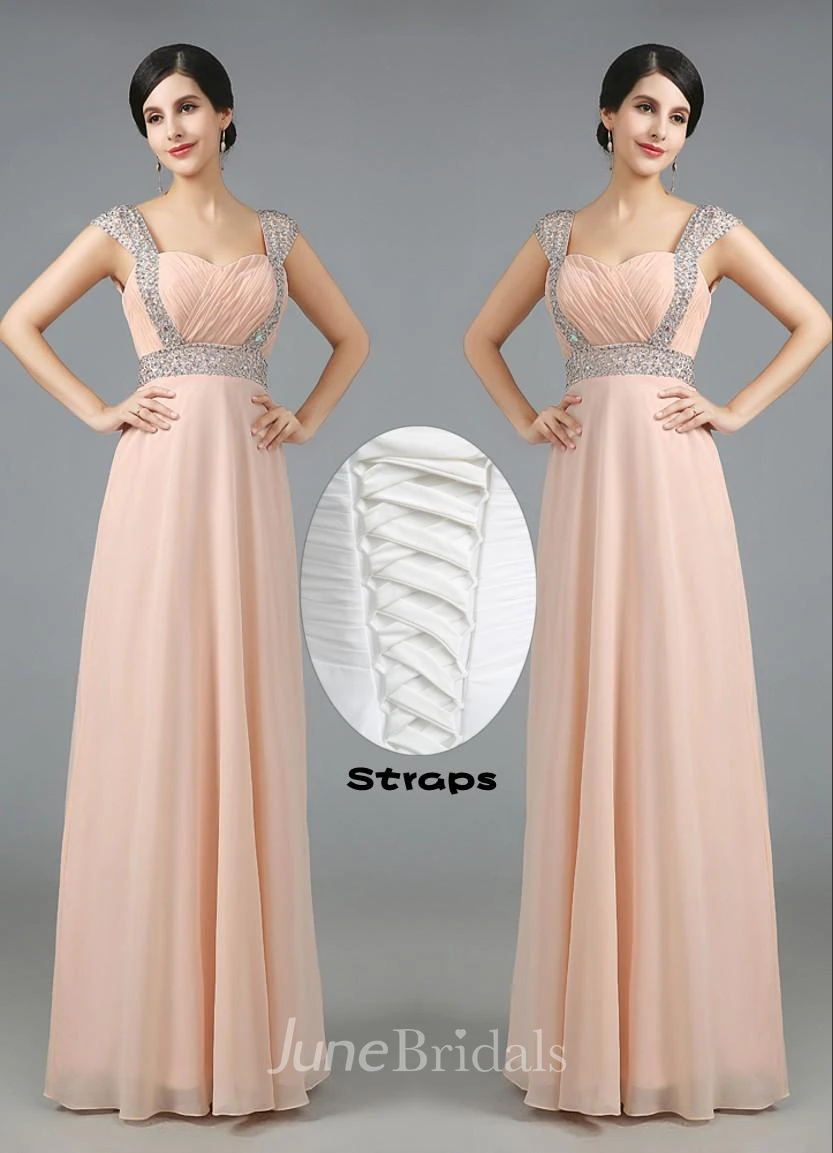 Glamorous Sweetheart Crystals Chiffon Prom Dress Long Lace Up
