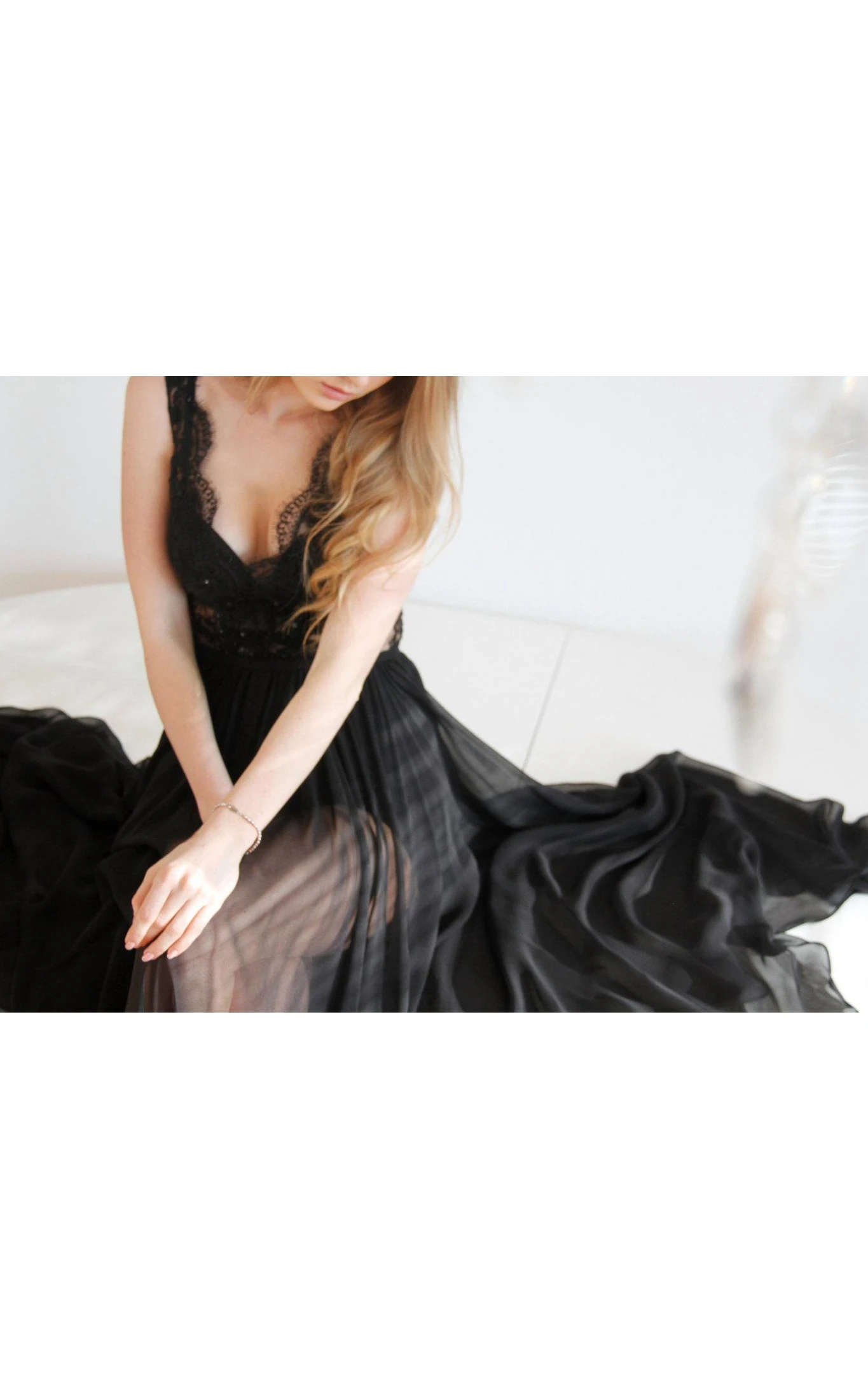 Sexy Maxi Illusion Chiffon Gown With V Back