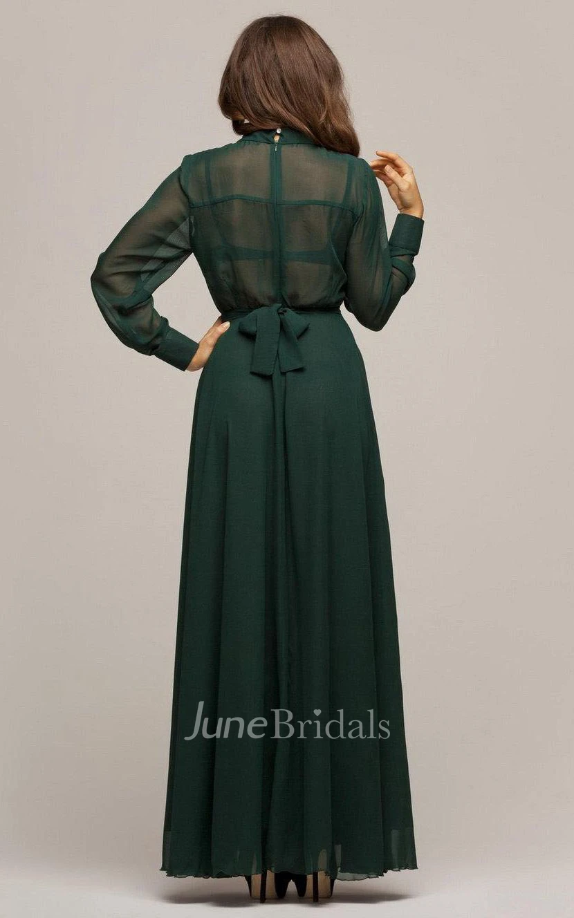 Illusion Puff Sleeve Lapel Dress