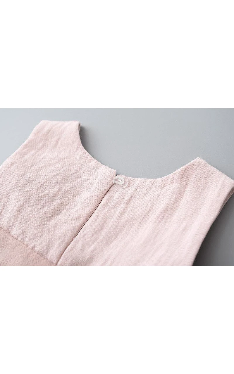 Bohemian Dusty Rose High Waist Tulle Flower Girl Dress With Flower Brooch Waist