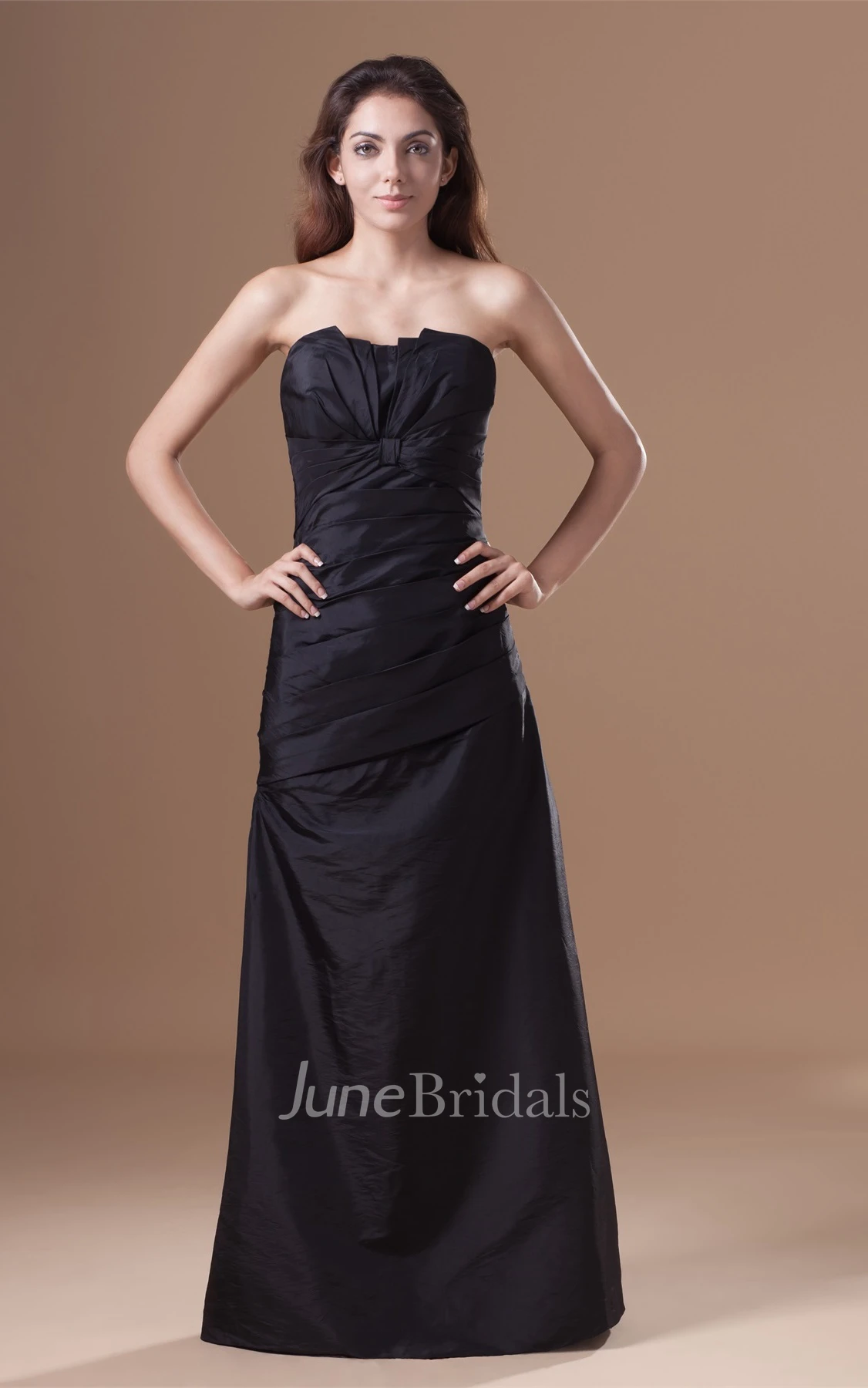 Strapless A-Line Floor-Length Dress with Central Ruching