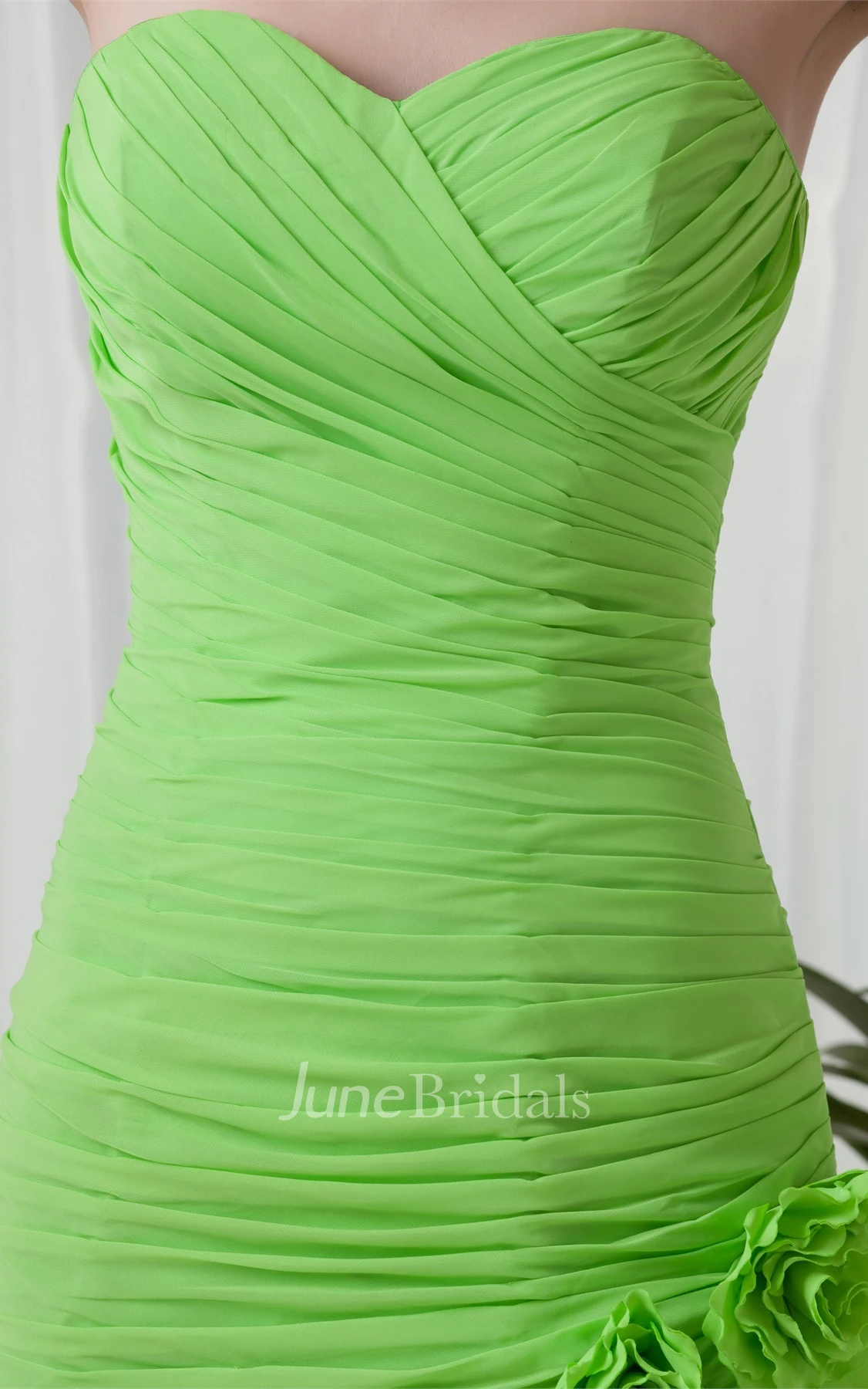 chiffon criss-cross maxi sweetheart dress with tiers and flower