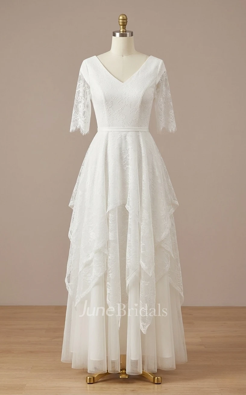 Modest Country Lace Boho Bridal Dress Plus Size Mature Vintage Wedding Gown