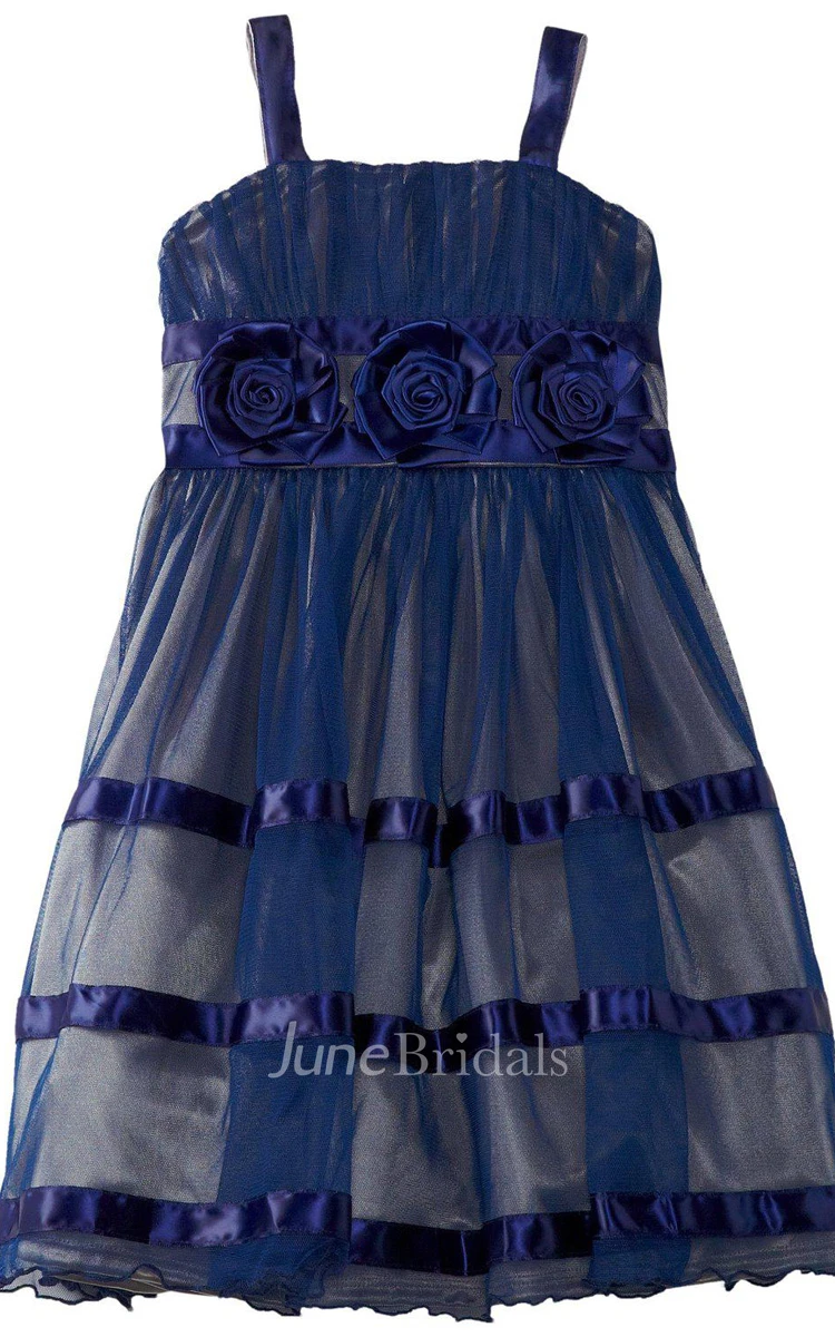 Sleeveless Square-neck Dress With Flroal Waist