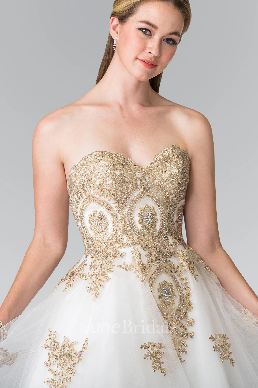 A-Line Short Sweetheart Sleeveless Tulle Lace-Up Dress With Beading