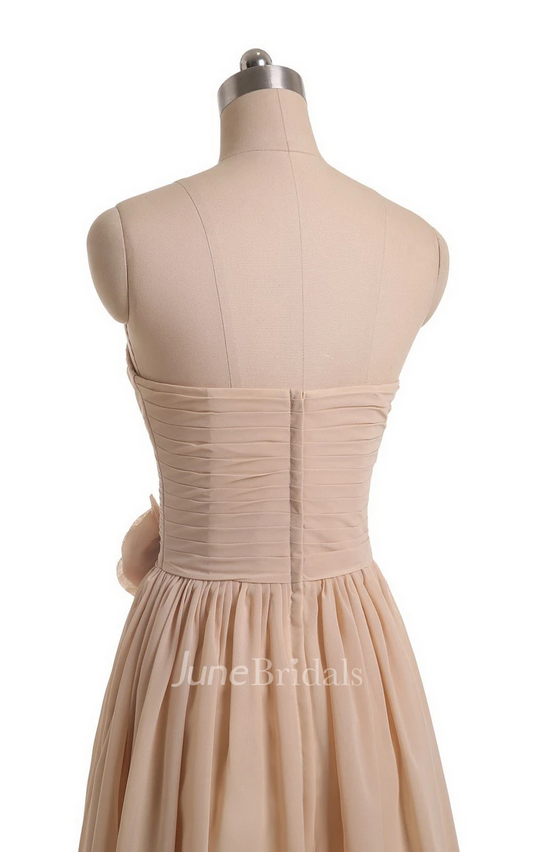 Sweetheart A-line Short Chiffon Dress With Flower