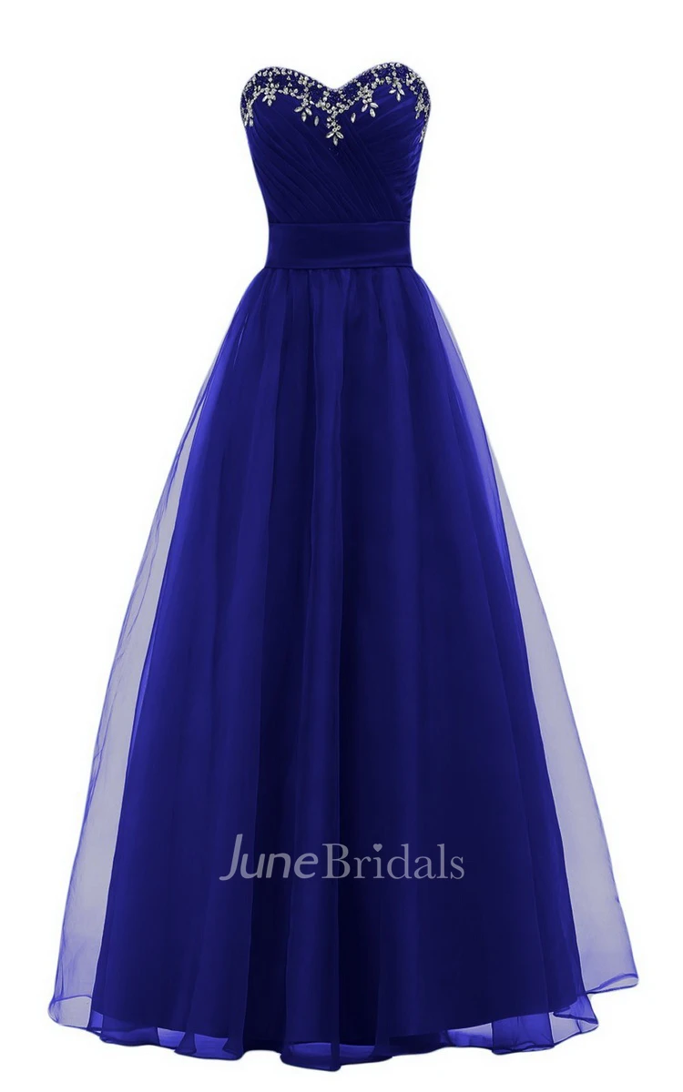 Sweetheart A-line Long Gown With Leaf Beadings