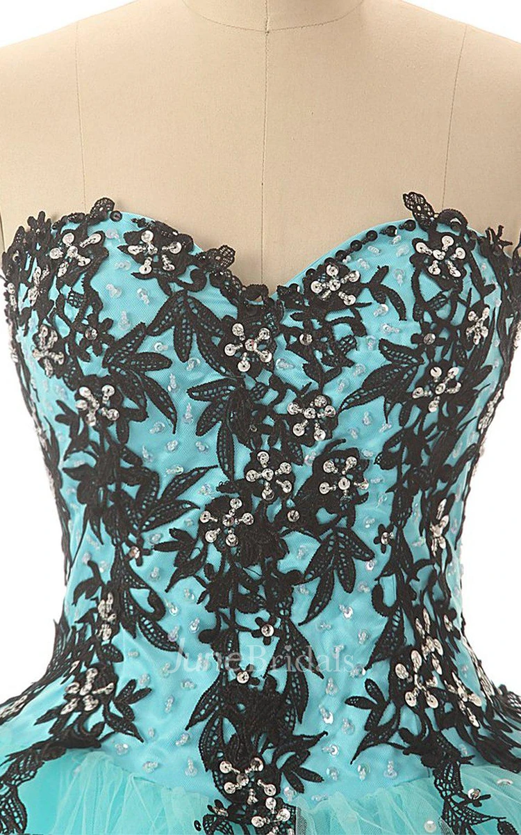 Sweetheart A-line Ball Gown With Appliques and Beadings