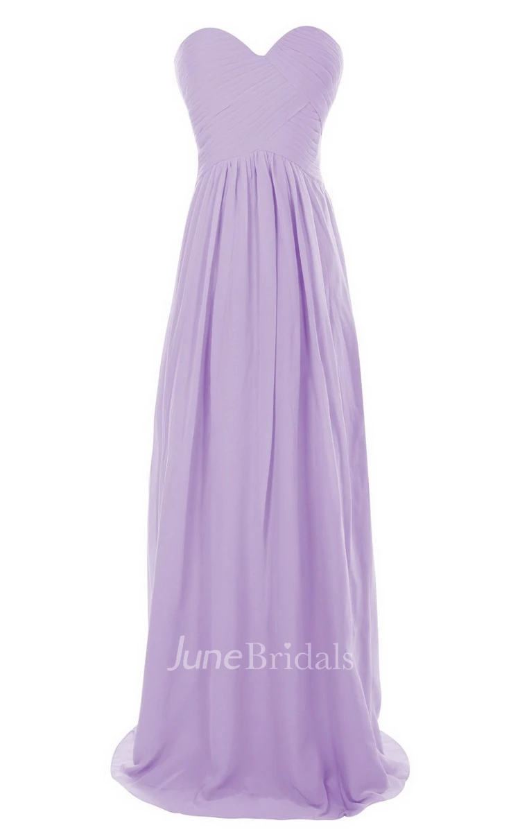 Sweetheart Long Chiffon Gown With Crisscross Ruching