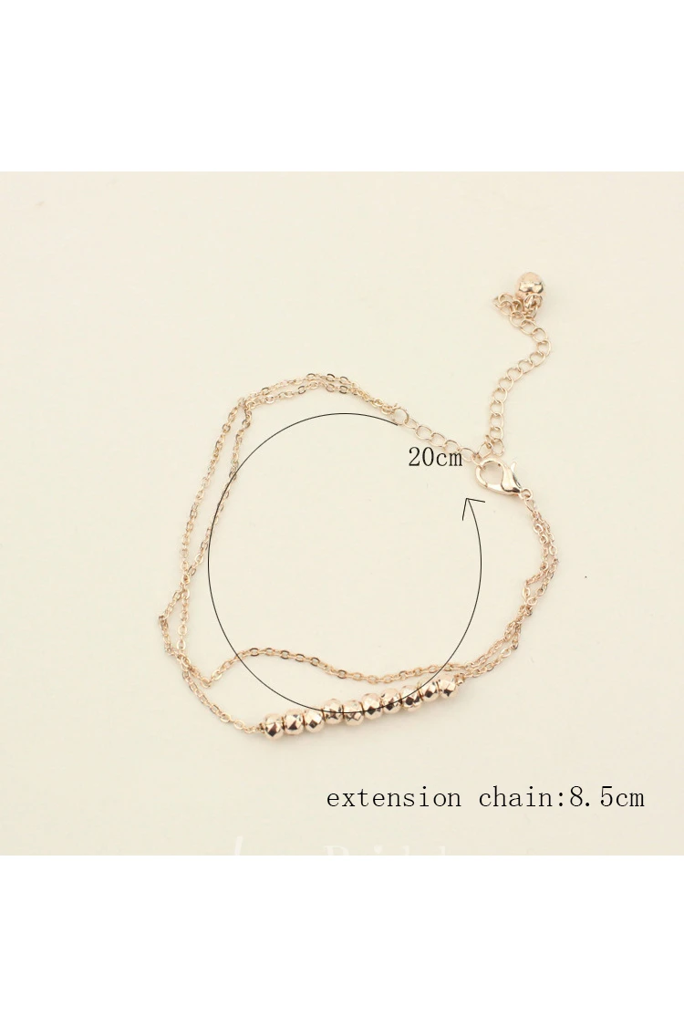 Simple Temperament Anklet Double Bells Beads Bead Chain Anklet Jewelry