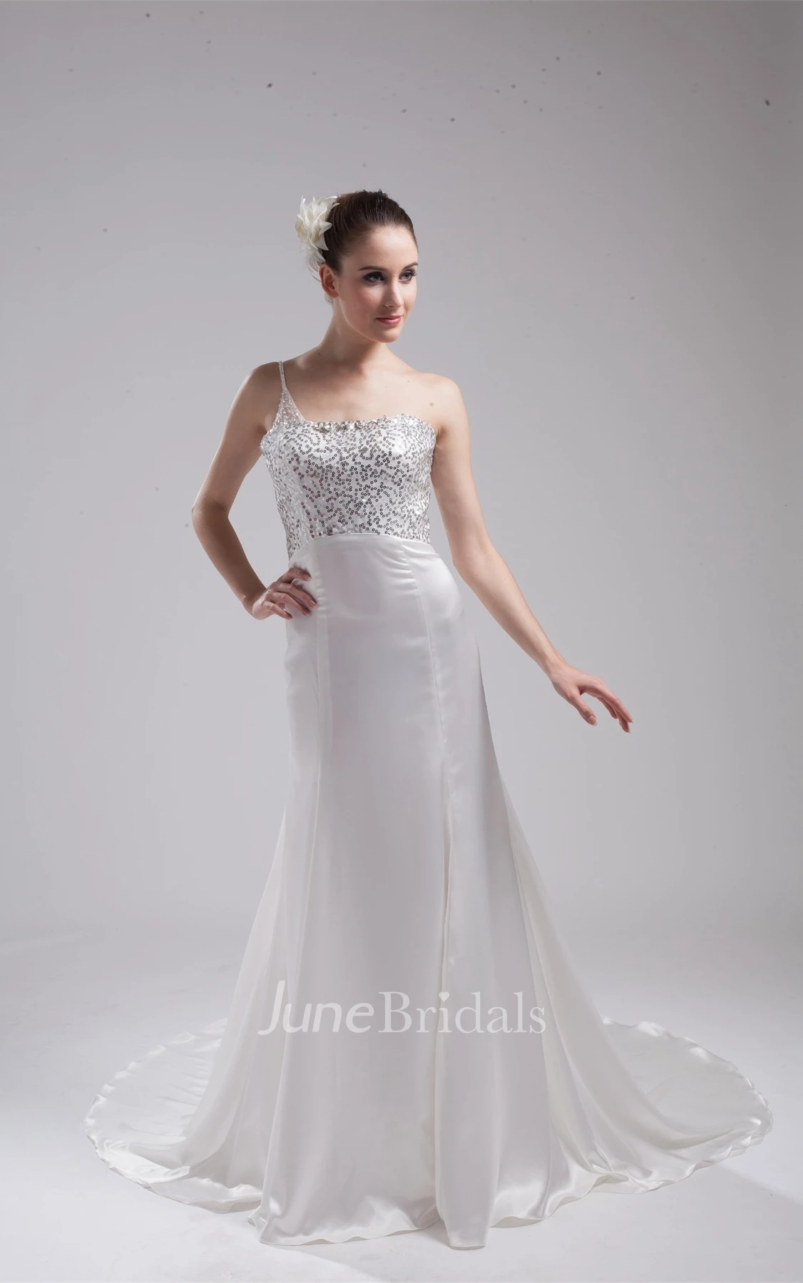 Sleeveless Sheath Floor-Length Dress with Sequined Top