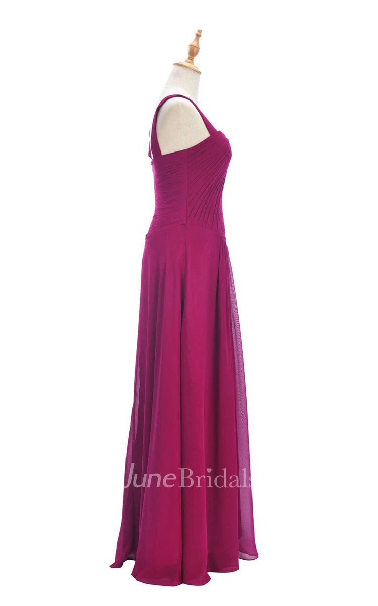 One-shoulder Sweetheart Long Empire Dress With Side Slit