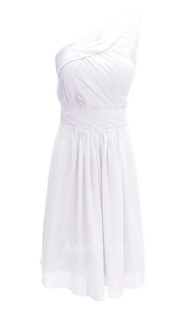 One-shoudler Short Dress With Ruched Waist