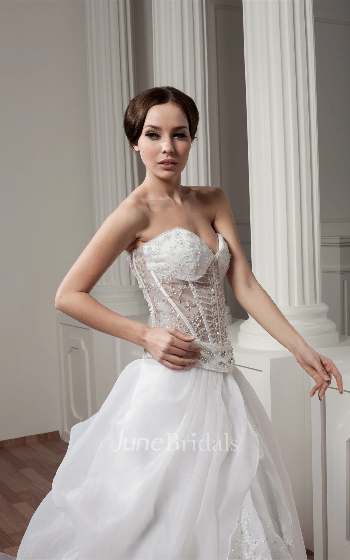 Sweetheart Illusion A-Line Dress with Appliques and Tiers