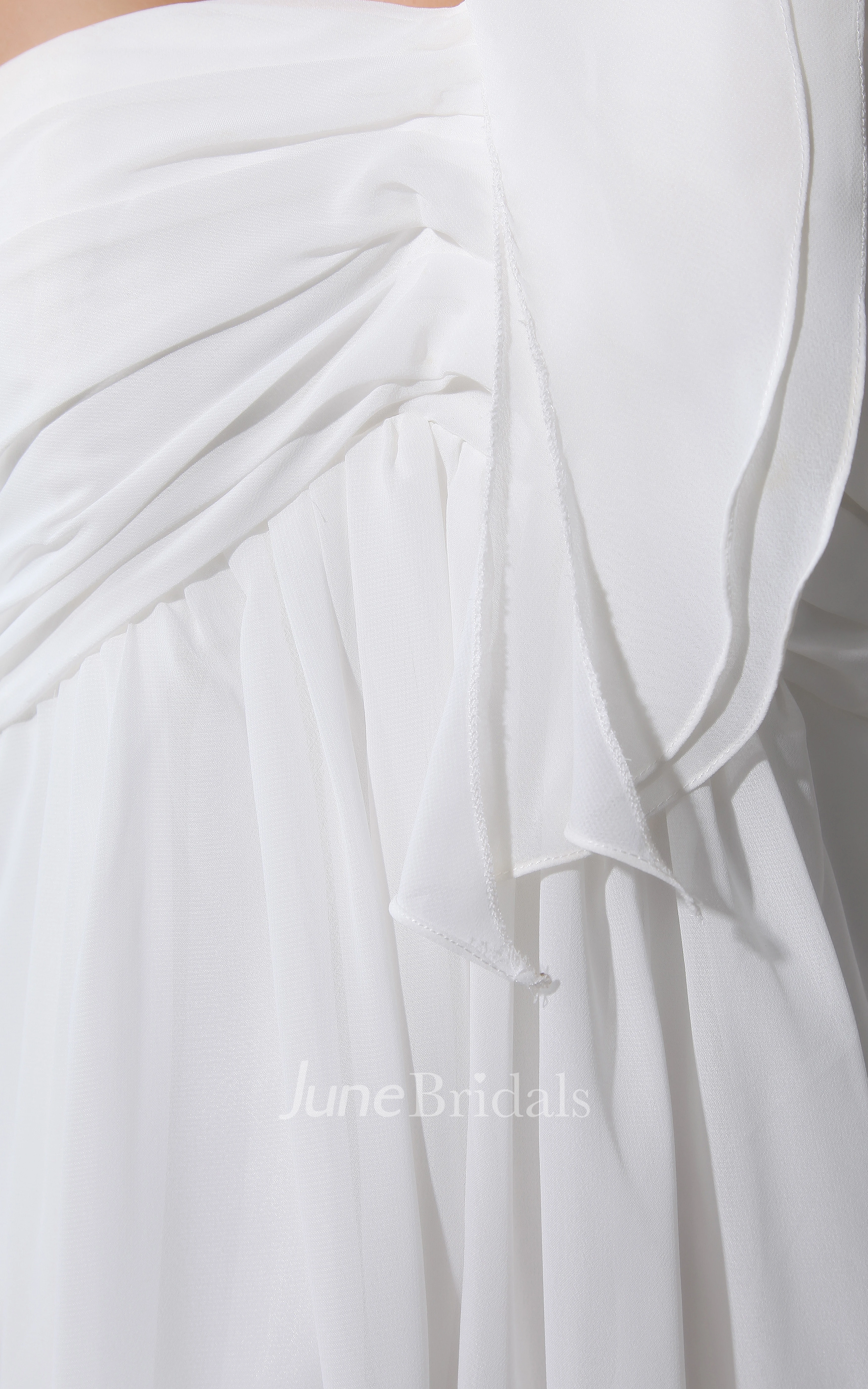 Lovely One-Shoulder Chiffon A-Line Dress With Empire Waist