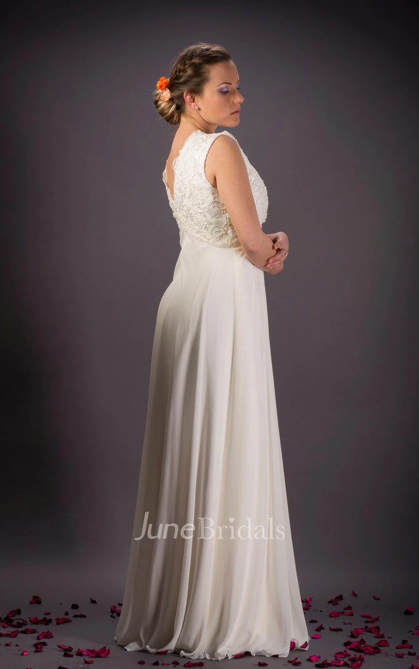 Vintage Lace Wedding Ivory Chiffon Wedding Bridal Dress