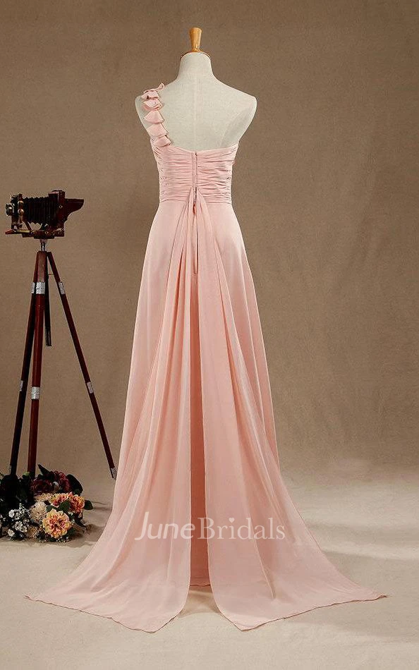 Blush One-shoulder Bridesmaid Dress