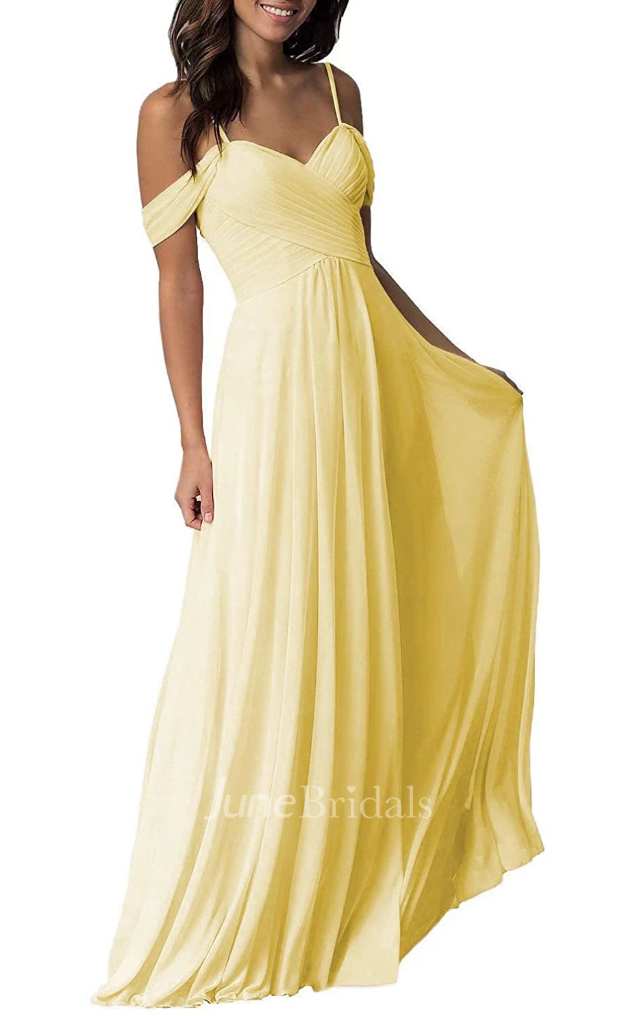 Elegant A Line Off-the-shoulder Chiffon Sleeveless Bridesmaid Dress
