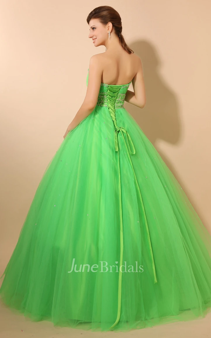 Empire A-Line Princess Ball Gown With Soft Tulle And Crystal Detailing